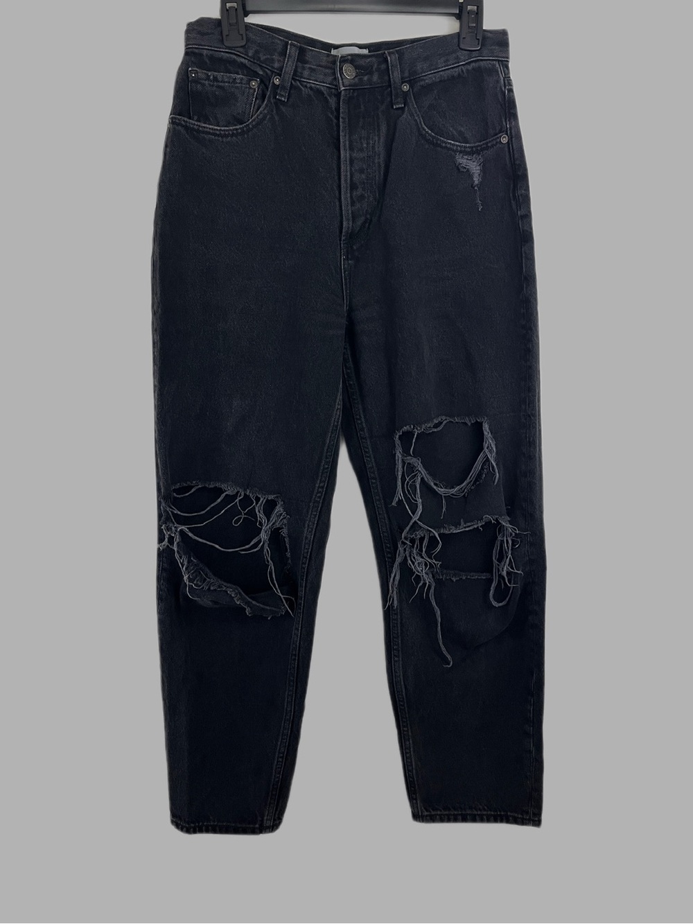 Boyish Jeans Size 28 “The Toby” Relaxed Tapered Black Distressed Vegan